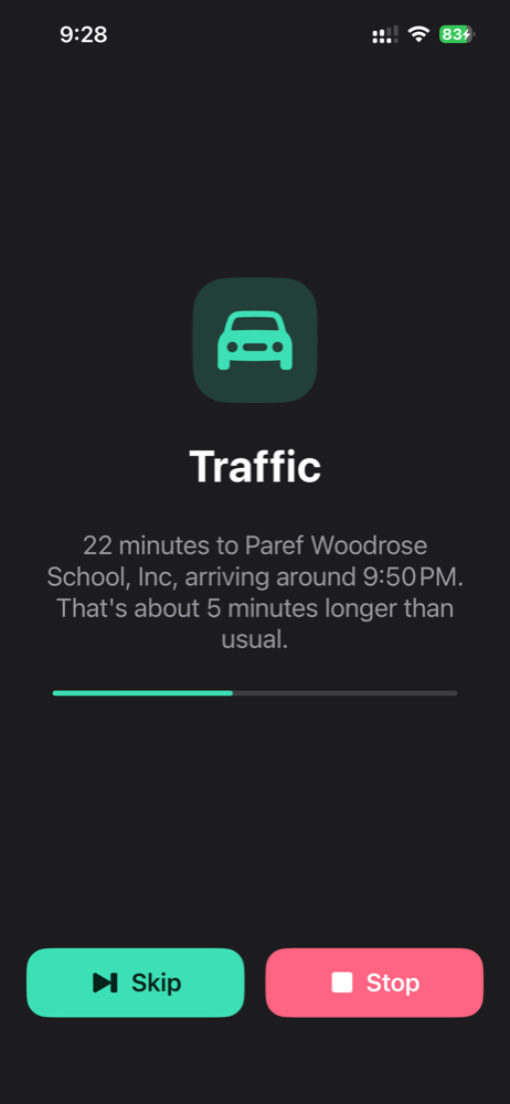Traffic and arrival time